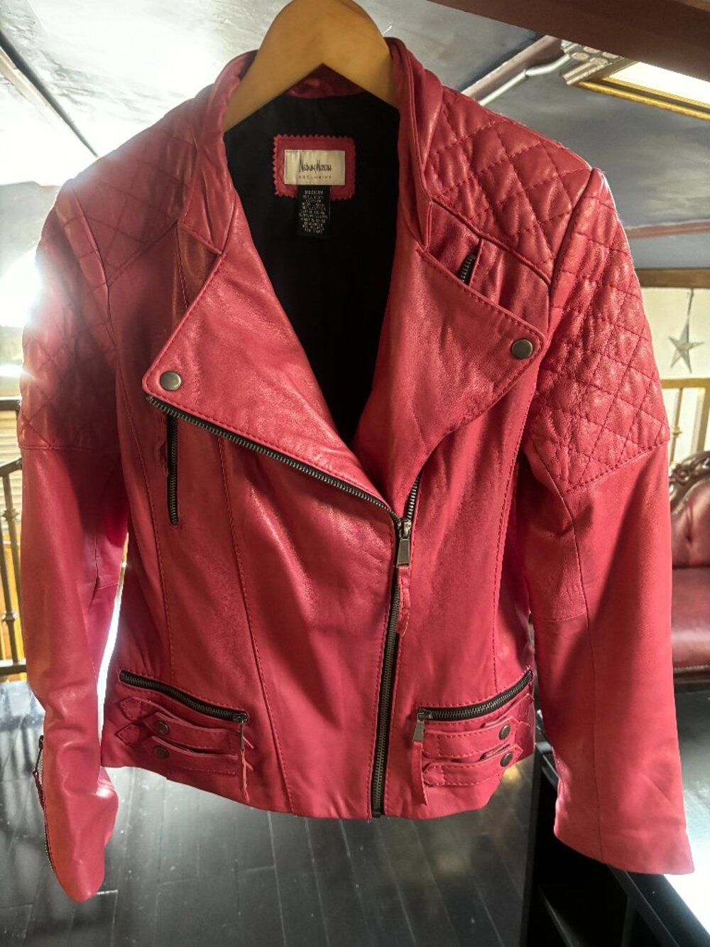 Leather Jacket | Neiman Marcus Rose  Colour |